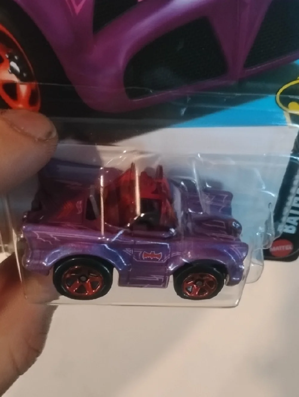 Mattel Hot Wheels Purple Batmobile with Orange Wheels